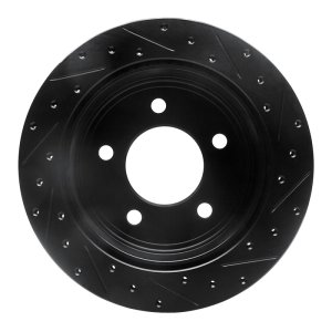 Dodge Ram 1500 Van Brake Rotor (1) - Rear Left - R1 Concepts - Drilled & Slotted - Black - 2003